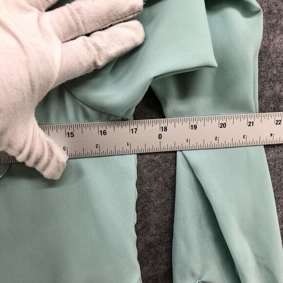 Asos Long Sleeve Chiffon Blouse Womens 0 (XS) Blue Ruffle V-Neck Button Front - Picture 10 of 11